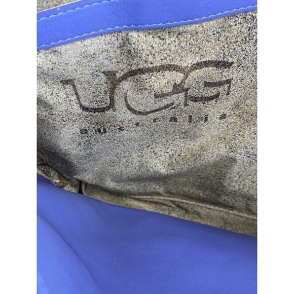 Ugg Australia Tote Womens Leather Canvas Khaki Purple Grab Shopping Bag Purse - Picture 5 of 14